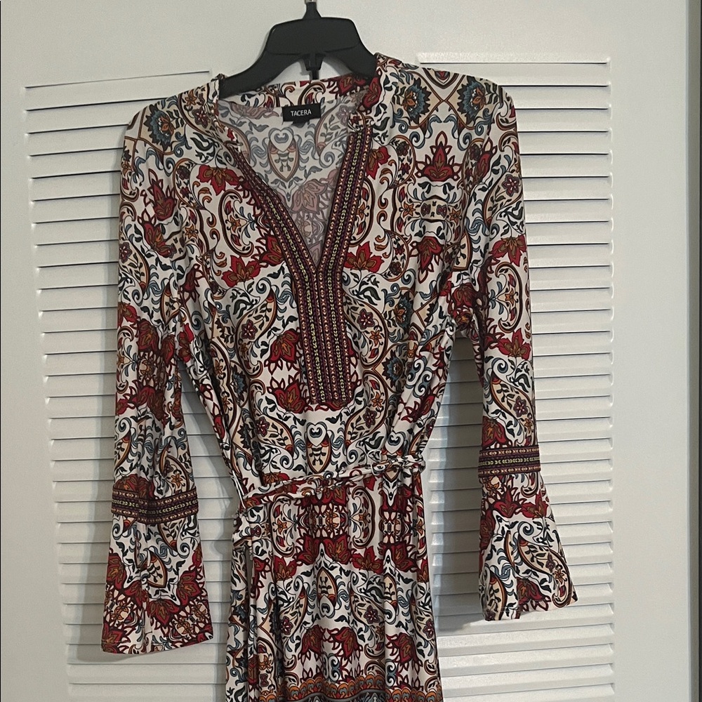 INC International Concepts Red and White Paisley Dress